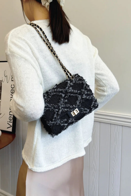 Raw Hem Denim Crossbody Bag - LaTezza Online Shop