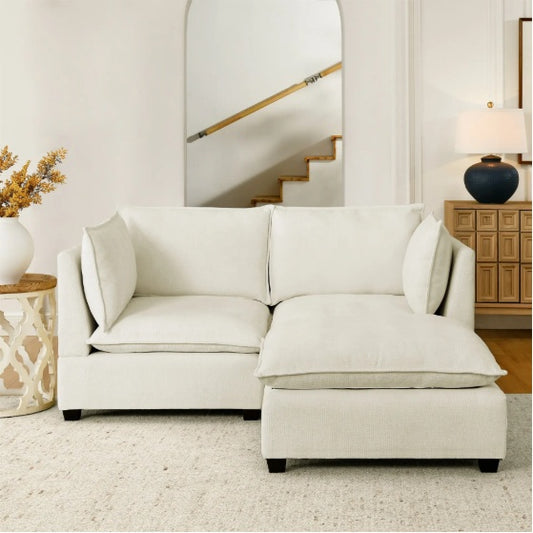 Loveseat With Ottoman Modern Chenille Upholstered Modular Couch Sleeper Sofa - LaTezza Online Shop