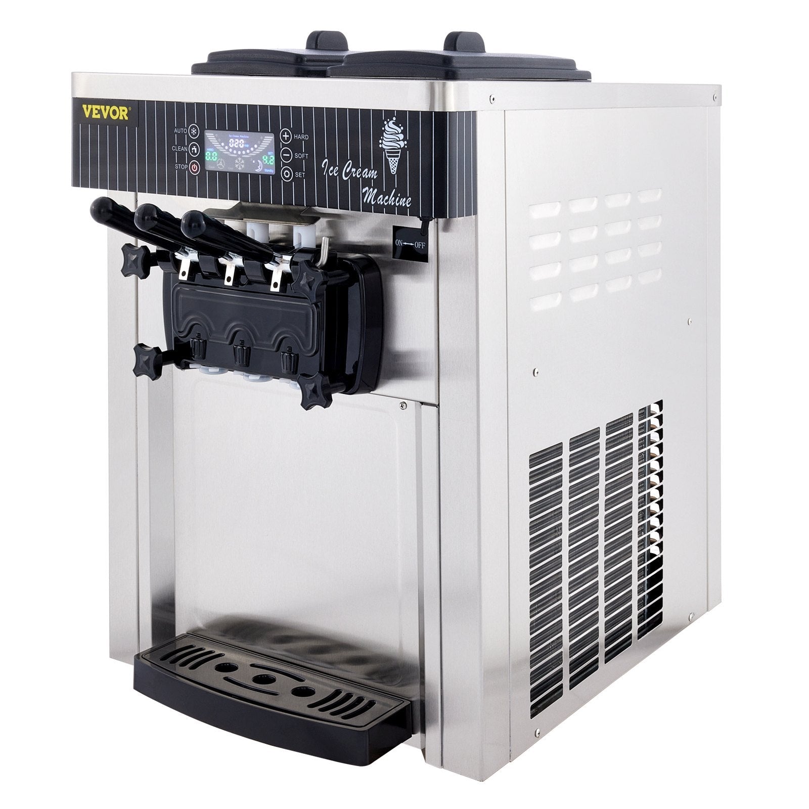 VEVOR Commercial Ice Cream Machine 5.3 To 7.4Gal Per Hour Soft Serve With LED Display Auto Clean 3 Flavor 2200W Sliver - LaTezza Online Shop