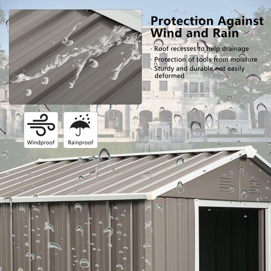6ft X 5ft Outdoor Metal Storage Shed Gray With Window - LaTezza Online Shop