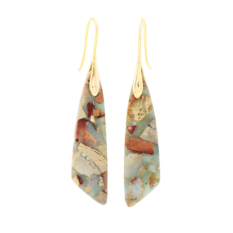 Bohemian Emperor Stone Geometric Pendant Earrings, European and American Popular Natural Stone Jewelry - LaTezza Online Shop