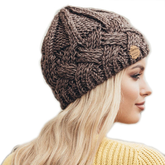 European and American retro style diamond grid coarse needle knitted hat for men and women, fashionable autumn and winter knitted hat - LaTezza Online Shop