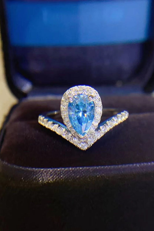 1 Carat Pear Shape Moissanite Heart Ring - LaTezza Online Shop