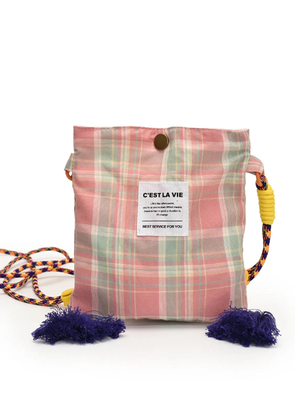 C'EST LA VIE Plaid Crossbody Bag with Tassel Detail - LaTezza Online Shop
