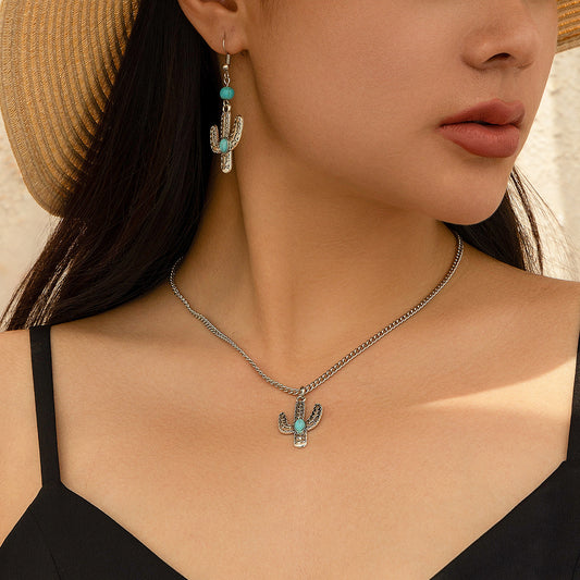 Holiday Ethnic Style Pine Stone Coconut Tree Necklace Simple Thread Love Neck Jewelry Set - LaTezza Online Shop