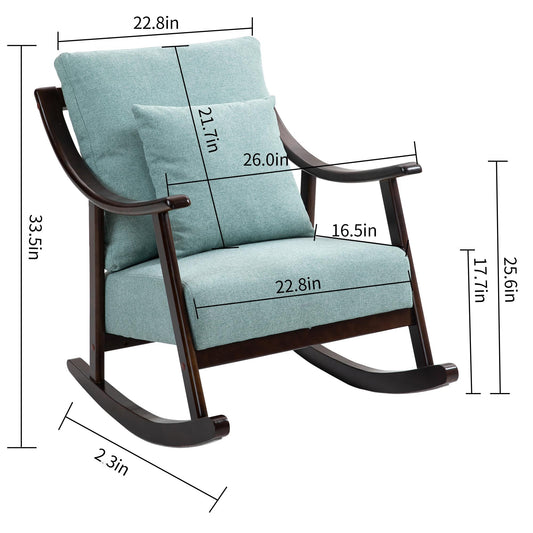 Accent Chair Rocking woven fabric Mid Century Modern Accent Chairs Comfy Upholstered Glider Arm Chair with Solid Wood for Living Room Bedroom Balcony - LaTezza Online Shop