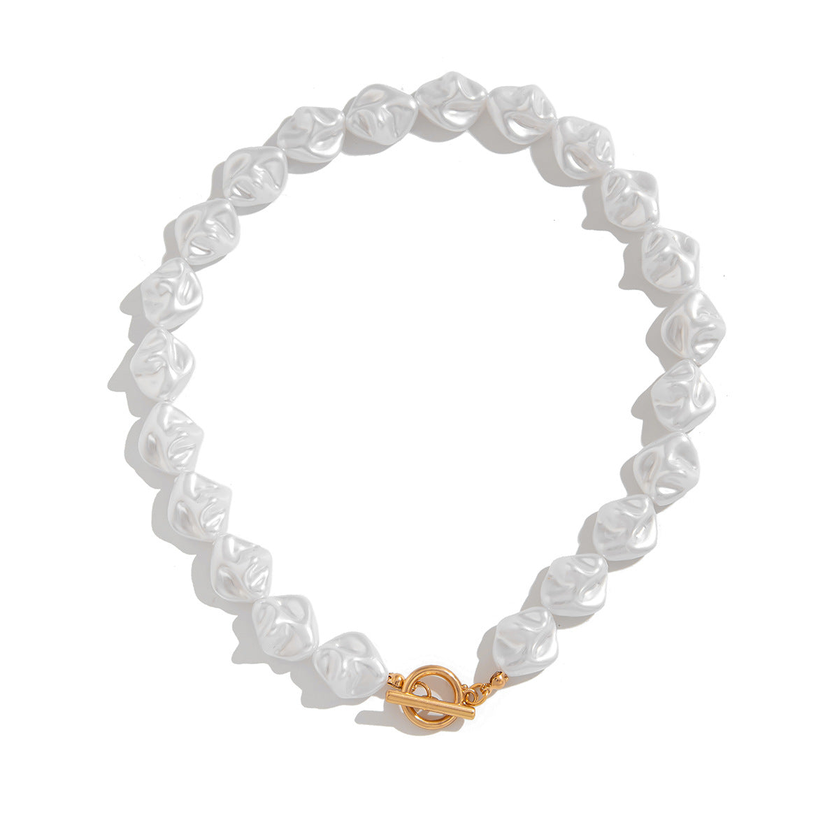 Fashionable irregular shaped pearl necklace, light luxury style, metallic feeling, collarbone chain set - LaTezza Online Shop