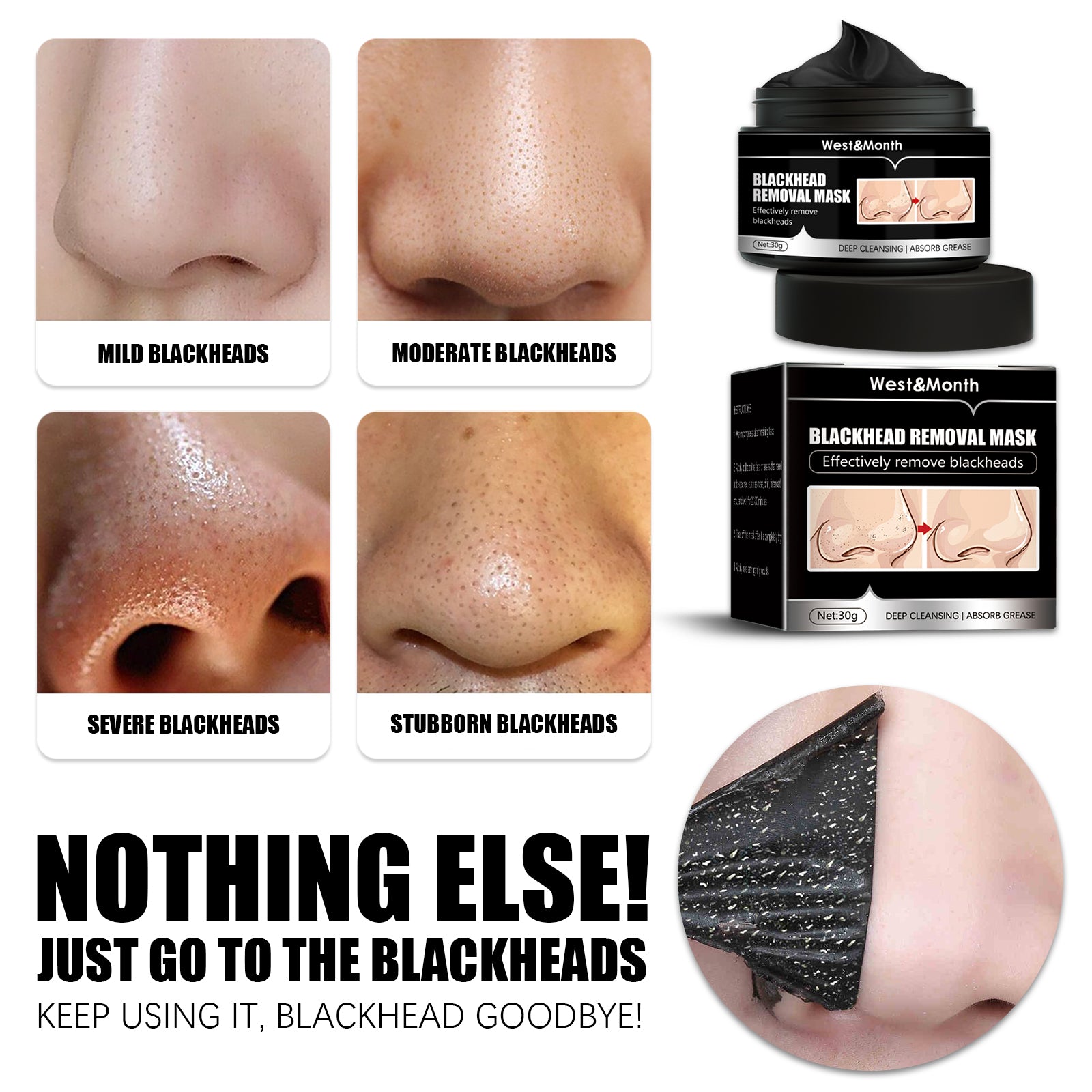 West&Month Blackhead Removal Mask, Peel Off Remove Blackhead Activated Carbon Cleansing Face Mask - LaTezza Online Shop