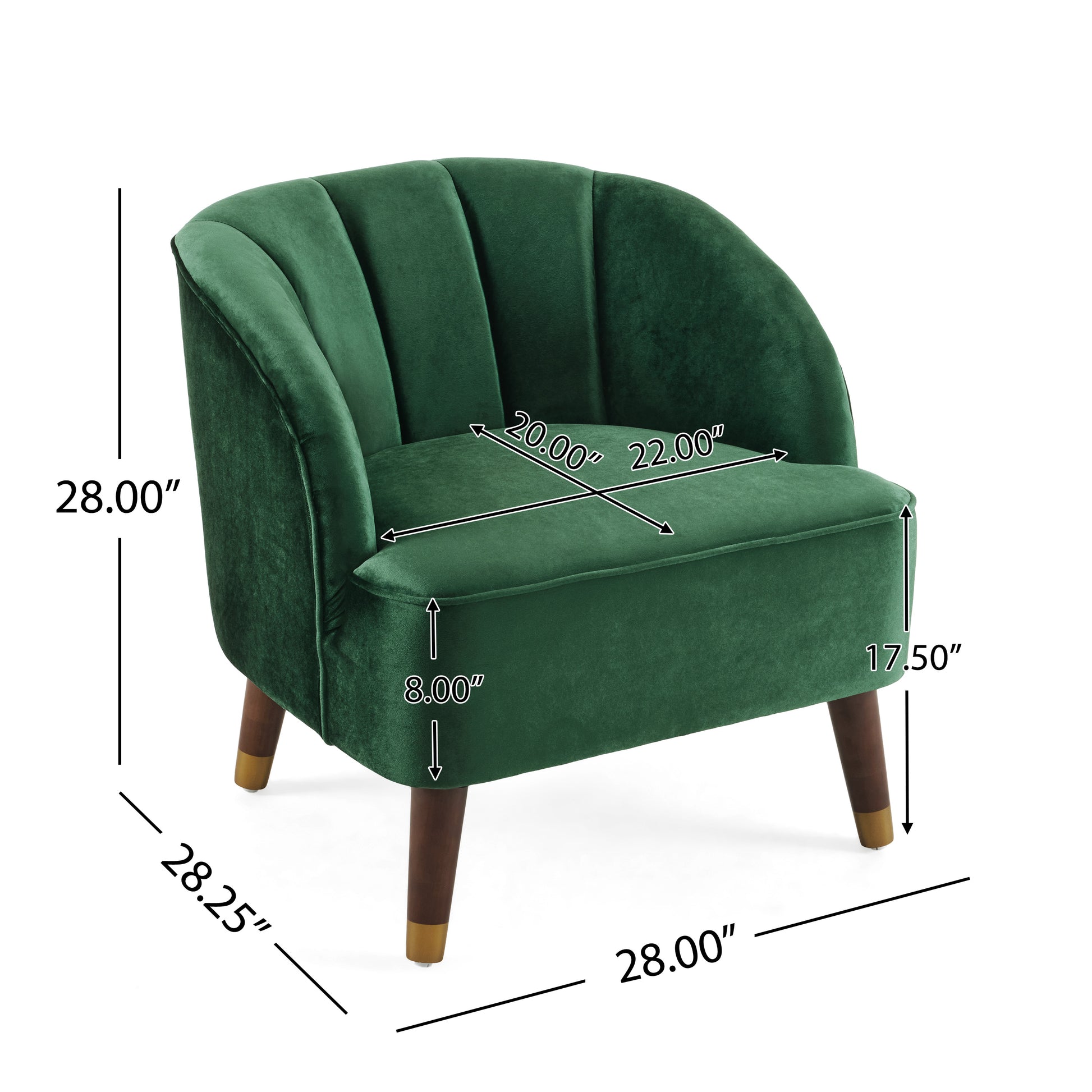 Green Upholstered Barrel Accent Chair With Wooden Legs - LaTezza Online Shop
