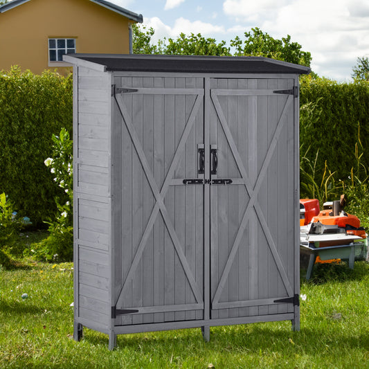 Outdoor 5.3ft Hx4.6ft L Wood Storage Shed Tool Organizer,Garden Shed, Storage Cabinet with Waterproof Asphalt Roof Gray - LaTezza Online Shop