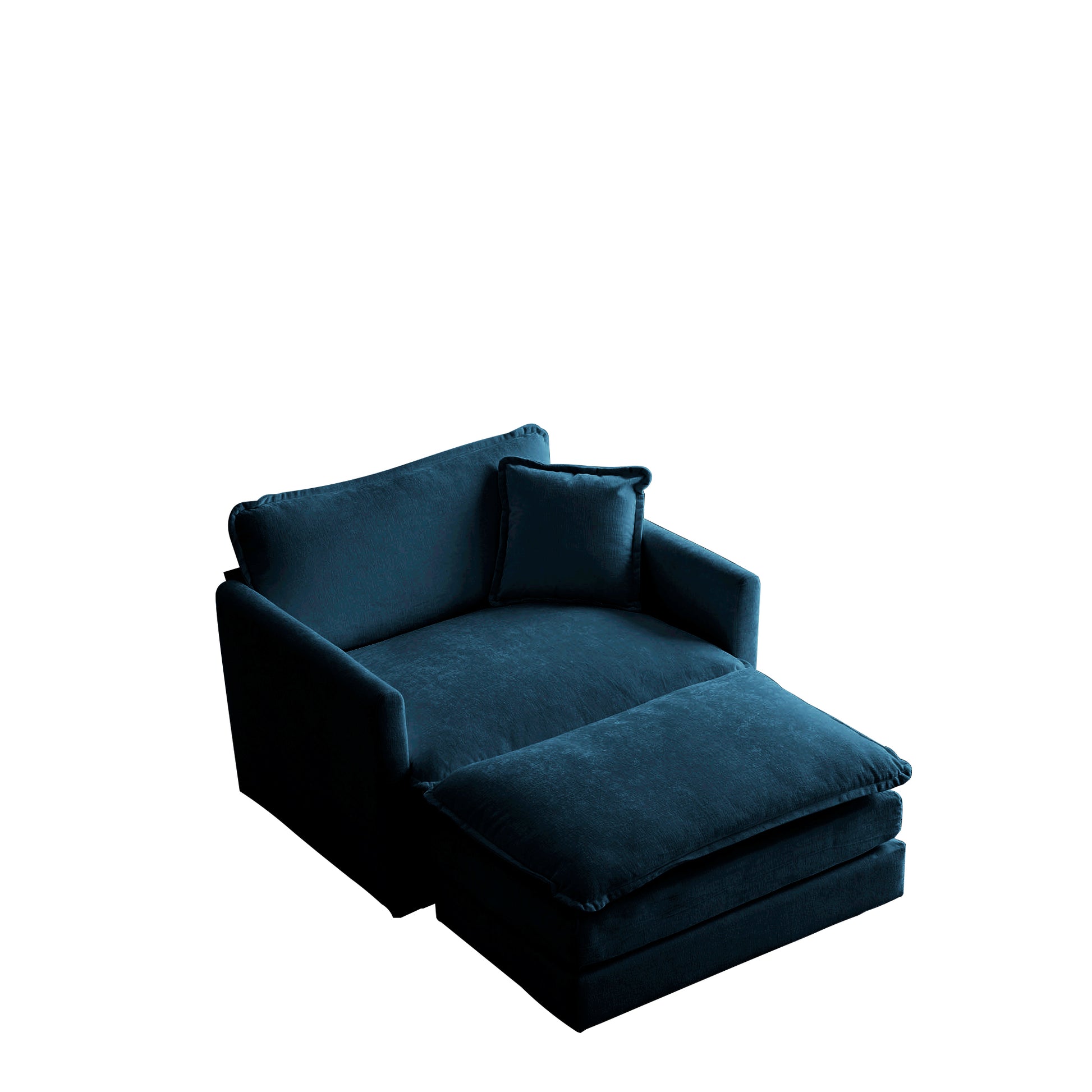 Ottoman modern style chair, living room club chair Chenille cushioned armchair, bedroom reading chair, blue - LaTezza Online Shop