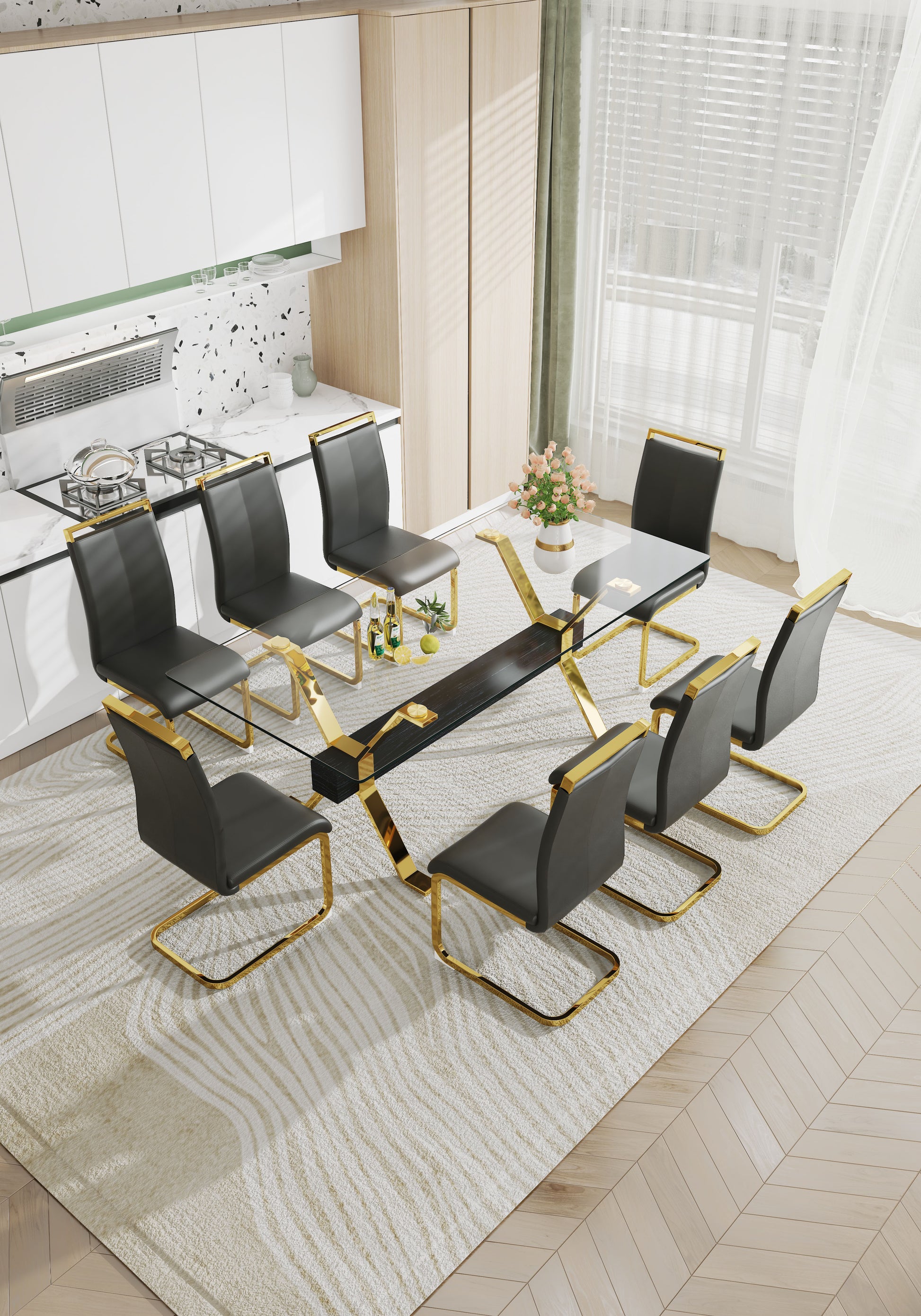 Dining table Modern tempered glass dining table Large modern office desk - LaTezza Online Shop