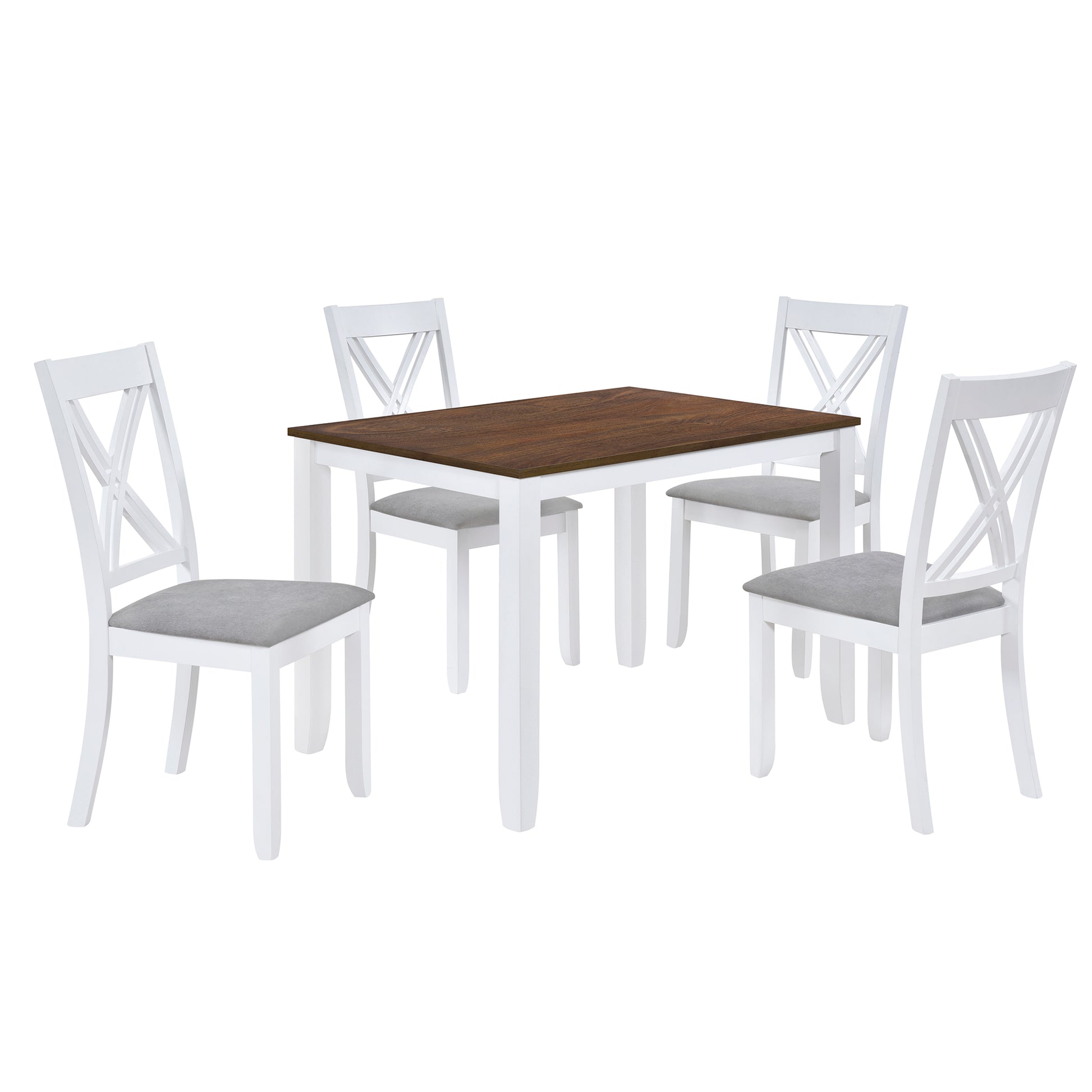 TOPMAX Rustic Minimalist Wood 5-Piece Dining Table Set with 4 X-Back Chairs for Small Places  White - LaTezza Online Shop