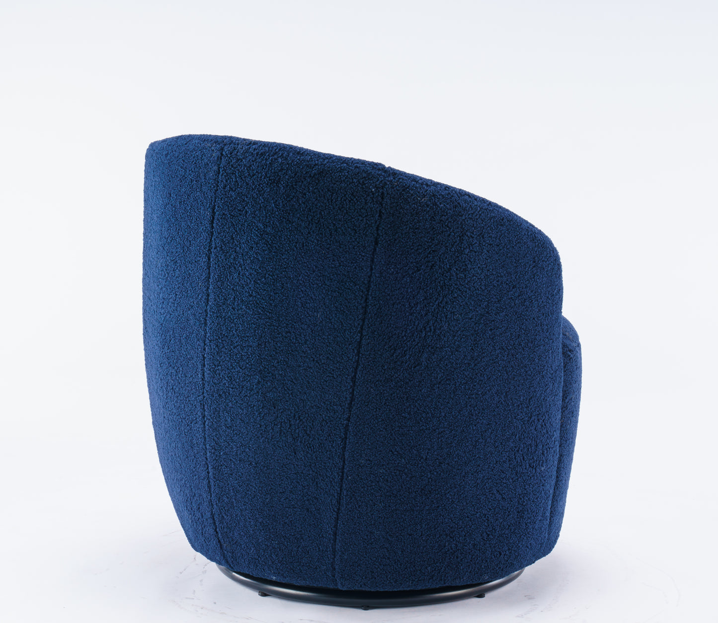 Teddy Fabric Swivel Accent Armchair Barrel Chair With Black Powder Coating Metal Ring Dark Blue - LaTezza Online Shop