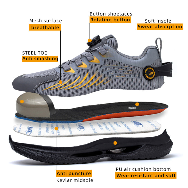 Safety shoes anti smashing anti piercing anti slip wear-resistant steel toe shoes lazy no tie safety shoes - LaTezza Online Shop
