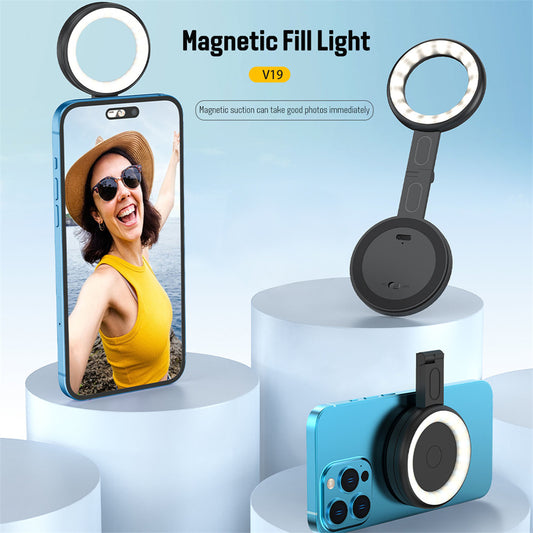 Magnetic LED Fill Light for Phone Selfie Light LED Video Light 2500K-9000K Dimmable Built-in Battery Replacement for iPhone Vlog - LaTezza Online Shop