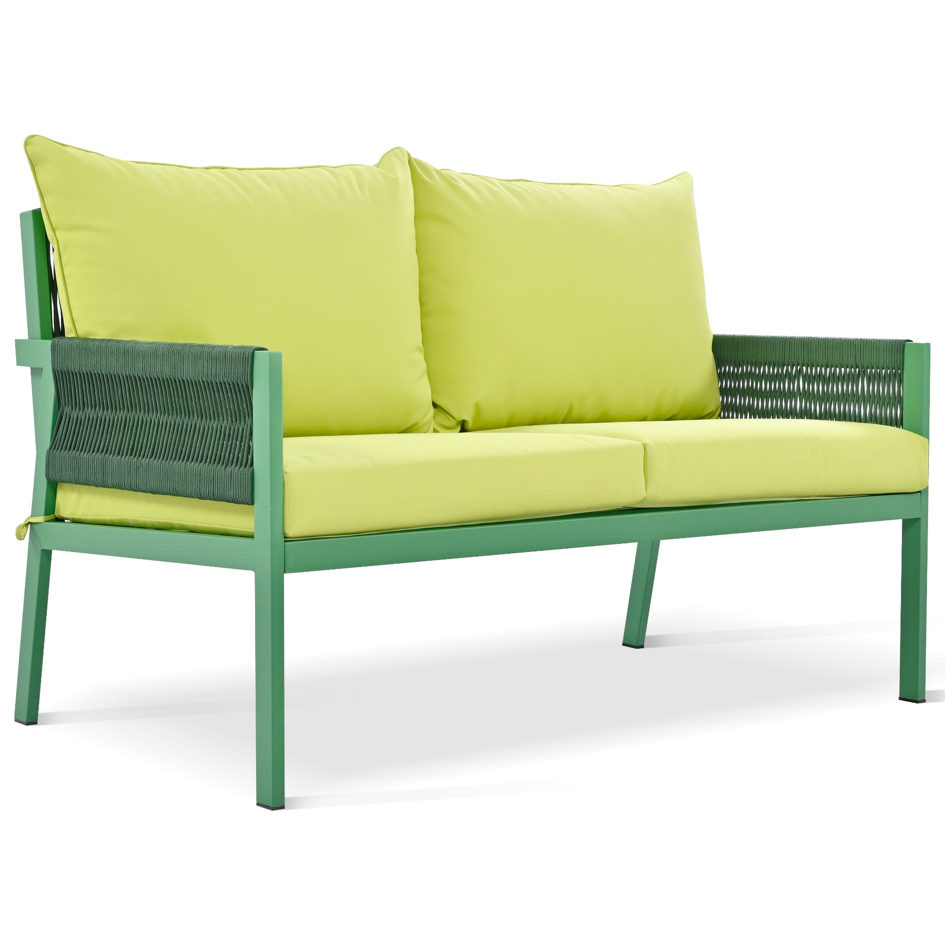 Outdoor Furniture with Tempered Glass Table,  Set Deep Seating with Thick Cushion  (Fluorescent Yellow & Green) - LaTezza Online Shop