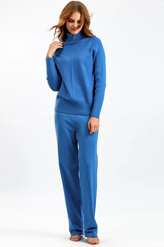 Turtleneck Raglan Sleeve Top and Pants Sweater Set - LaTezza Online Shop