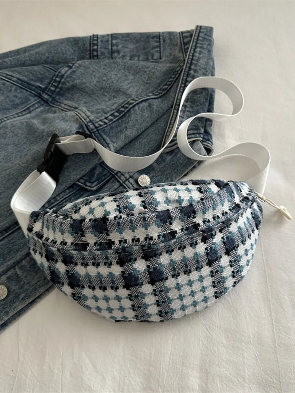 Strap Crossbody Bag Plaid Wide - LaTezza Online Shop