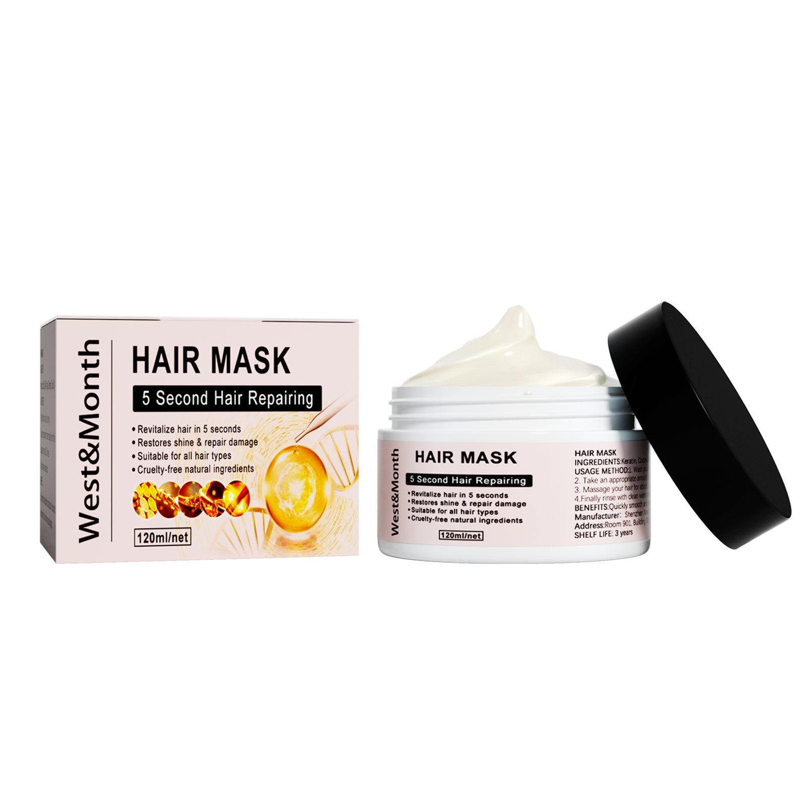 West&Month Keratin Repair Hair Mask, Moisturize And Repair Hair Ends Split Improve Dry And Frizz Hair Care Mask - LaTezza Online Shop
