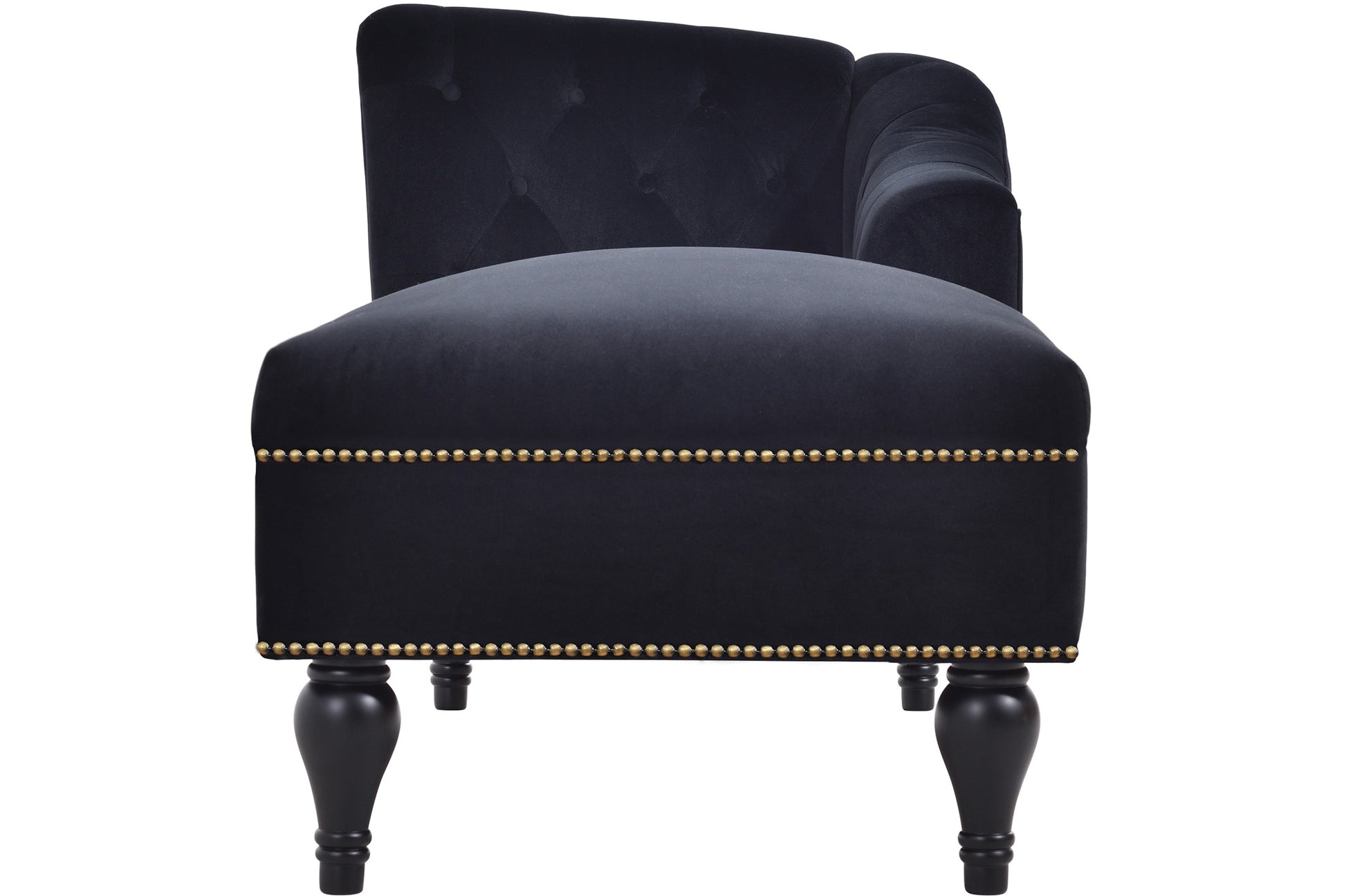 58 inch velvet lounge chair, button cluster right arm lounge chair with nail head decoration and solid wood legs - LaTezza Online Shop