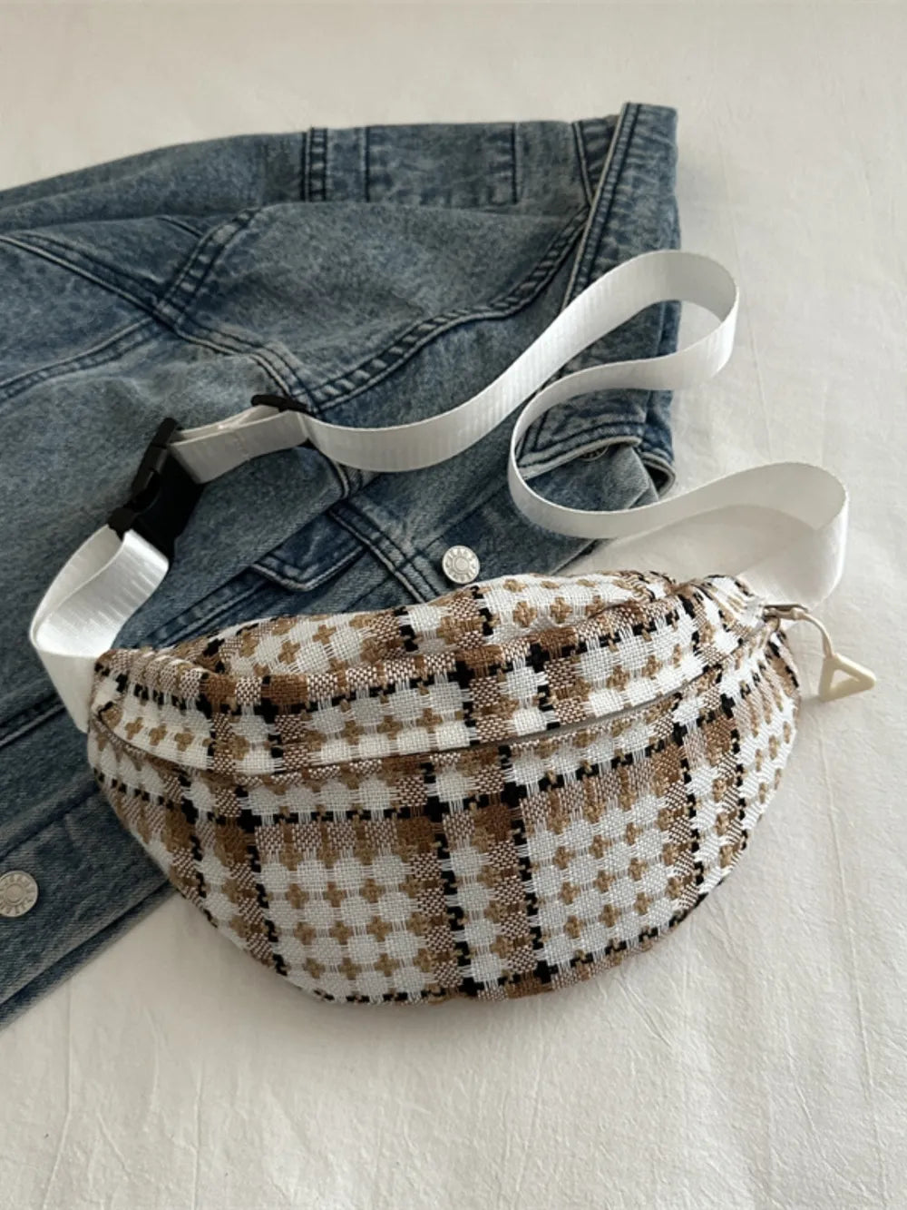 Strap Crossbody Bag Plaid Wide - LaTezza Online Shop