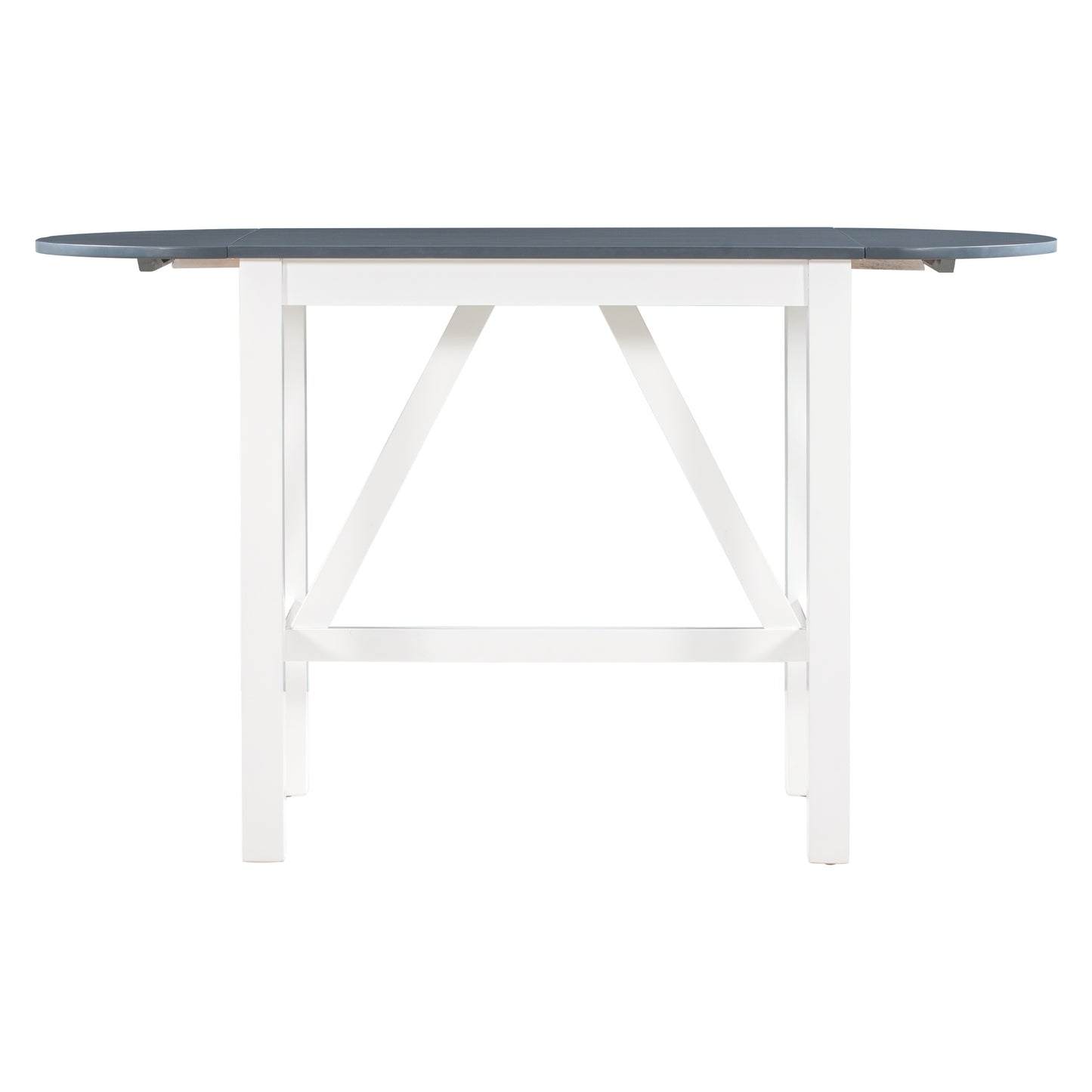 TOPMAX 3-Piece Wood Counter Height Drop Leaf Dining Table Set with 2 Upholstered Dining Chairs for Small Place White+Gray - LaTezza Online Shop