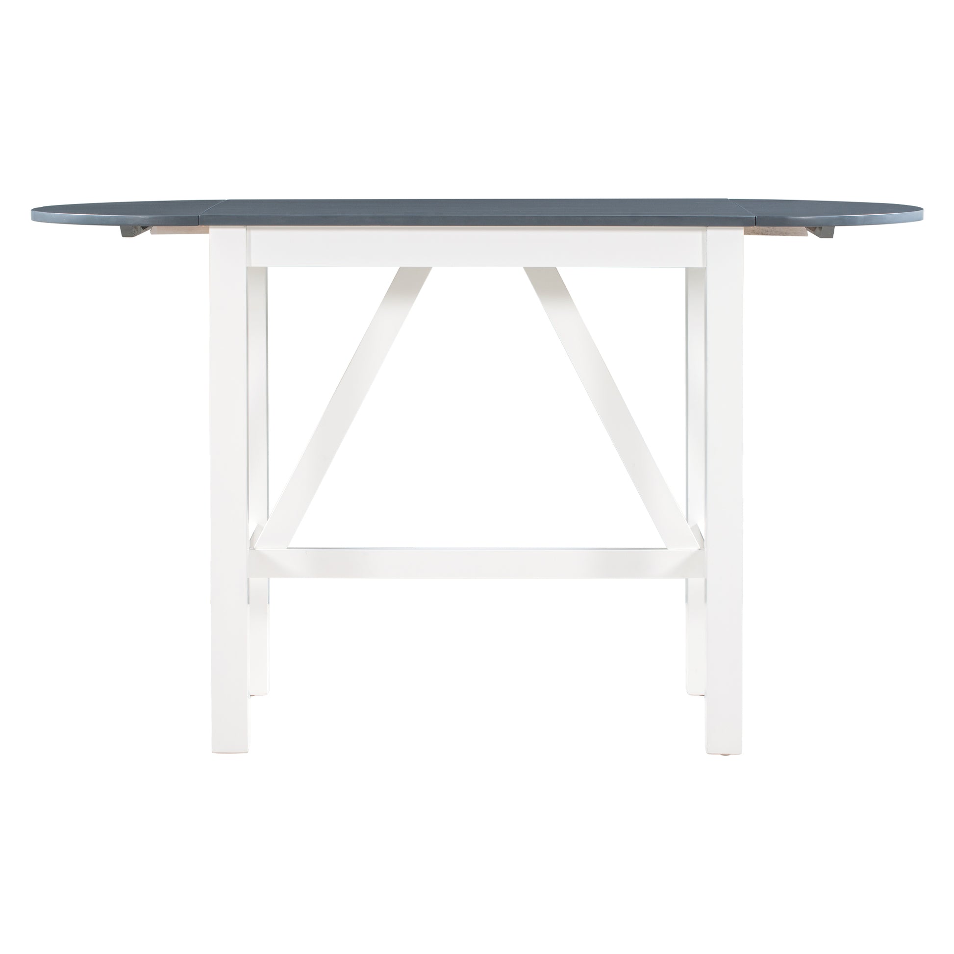 TOPMAX 3-Piece Wood Counter Height Drop Leaf Dining Table Set with 2 Upholstered Dining Chairs for Small Place White+Gray - LaTezza Online Shop