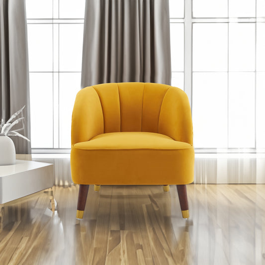 Orange Upholstered Barrel Accent Chair With Wooden Legs - LaTezza Online Shop