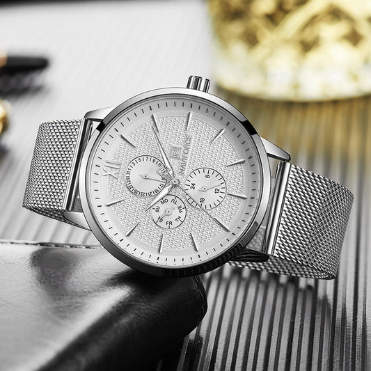 Men's NAVIFORCE Top Brand Luxury Waterproof Ultra Thin Clock Male Full Steel Casual Quartz  Watch Men Sports Wrist Watch - LaTezza Online Shop