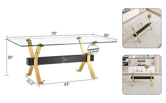 Dining table Modern tempered glass dining table Large modern office desk - LaTezza Online Shop