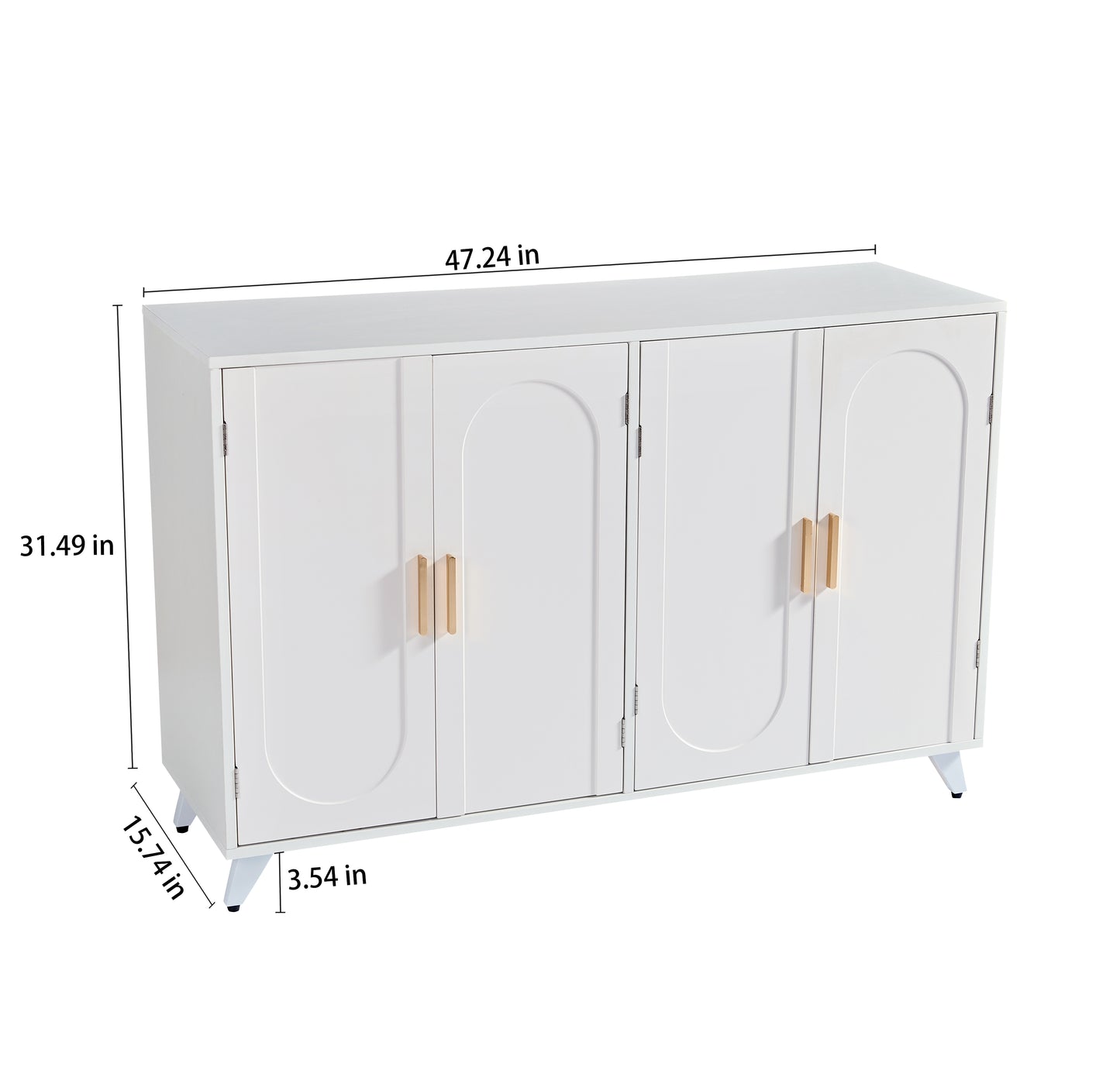 Sideboard Buffet cabinet with 4 doors and removable shelves, for living room, dining room, ivory white - LaTezza Online Shop