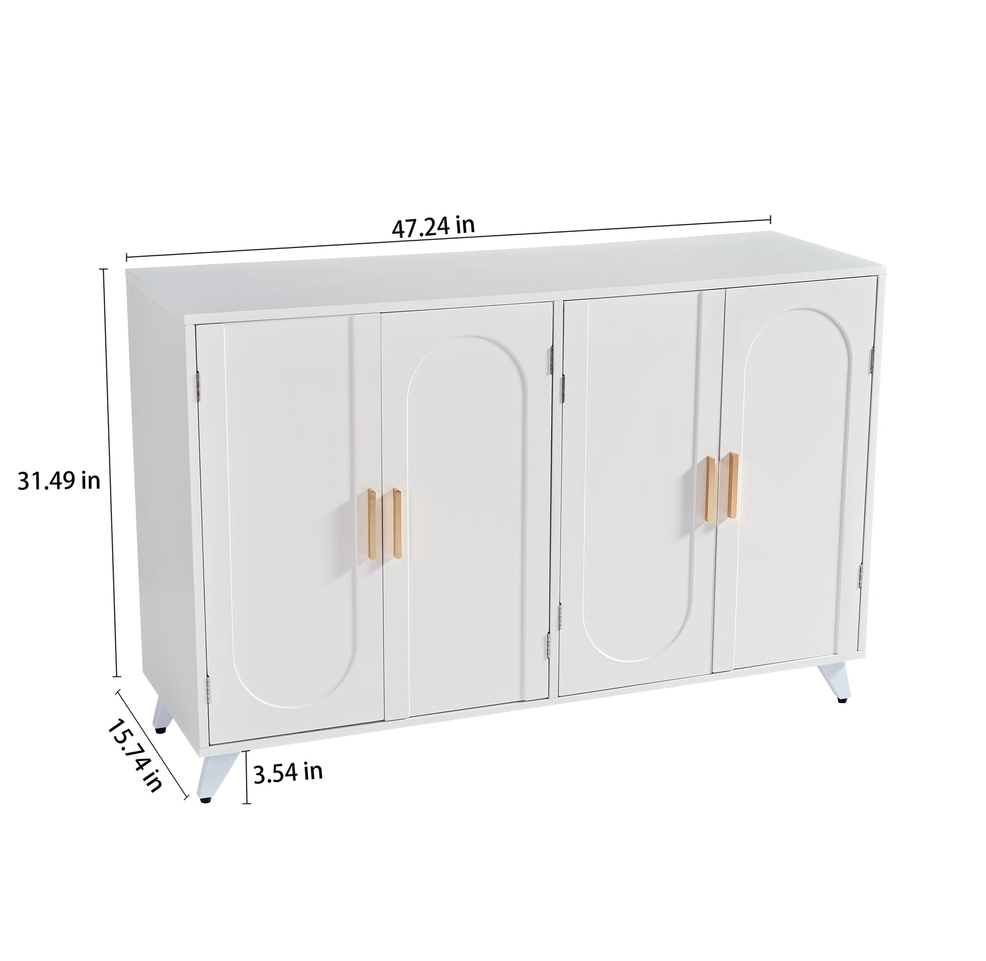 Sideboard Buffet cabinet with 4 doors and removable shelves, for living room, dining room, ivory white - LaTezza Online Shop
