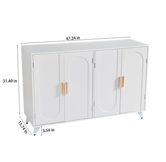 Sideboard Buffet cabinet with 4 doors and removable shelves, for living room, dining room, ivory white - LaTezza Online Shop