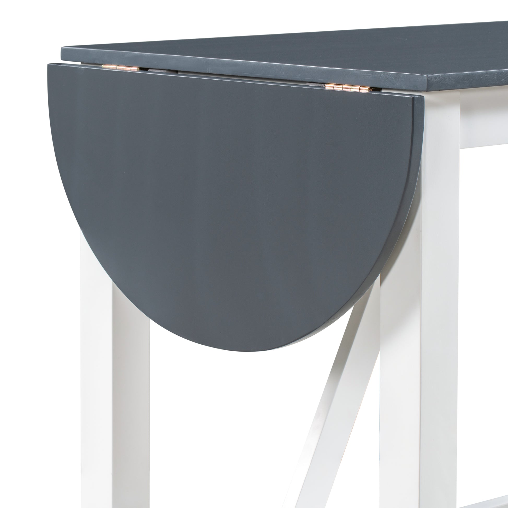 TOPMAX 3-Piece Wood Counter Height Drop Leaf Dining Table Set with 2 Upholstered Dining Chairs for Small Place White+Gray - LaTezza Online Shop