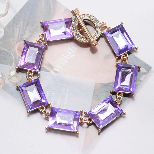 Purple Yellow Blue Glass Crystal Bracelets Jewelry Luxury Statement Bracelet - LaTezza Online Shop