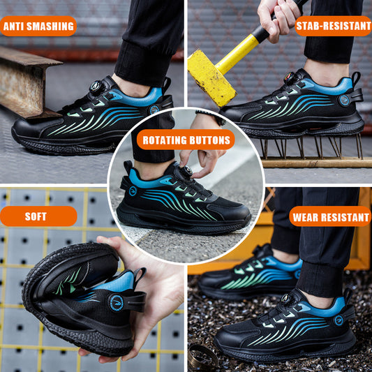 Safety shoes anti smashing anti piercing anti slip wear-resistant steel toe shoes lazy no tie safety shoes - LaTezza Online Shop