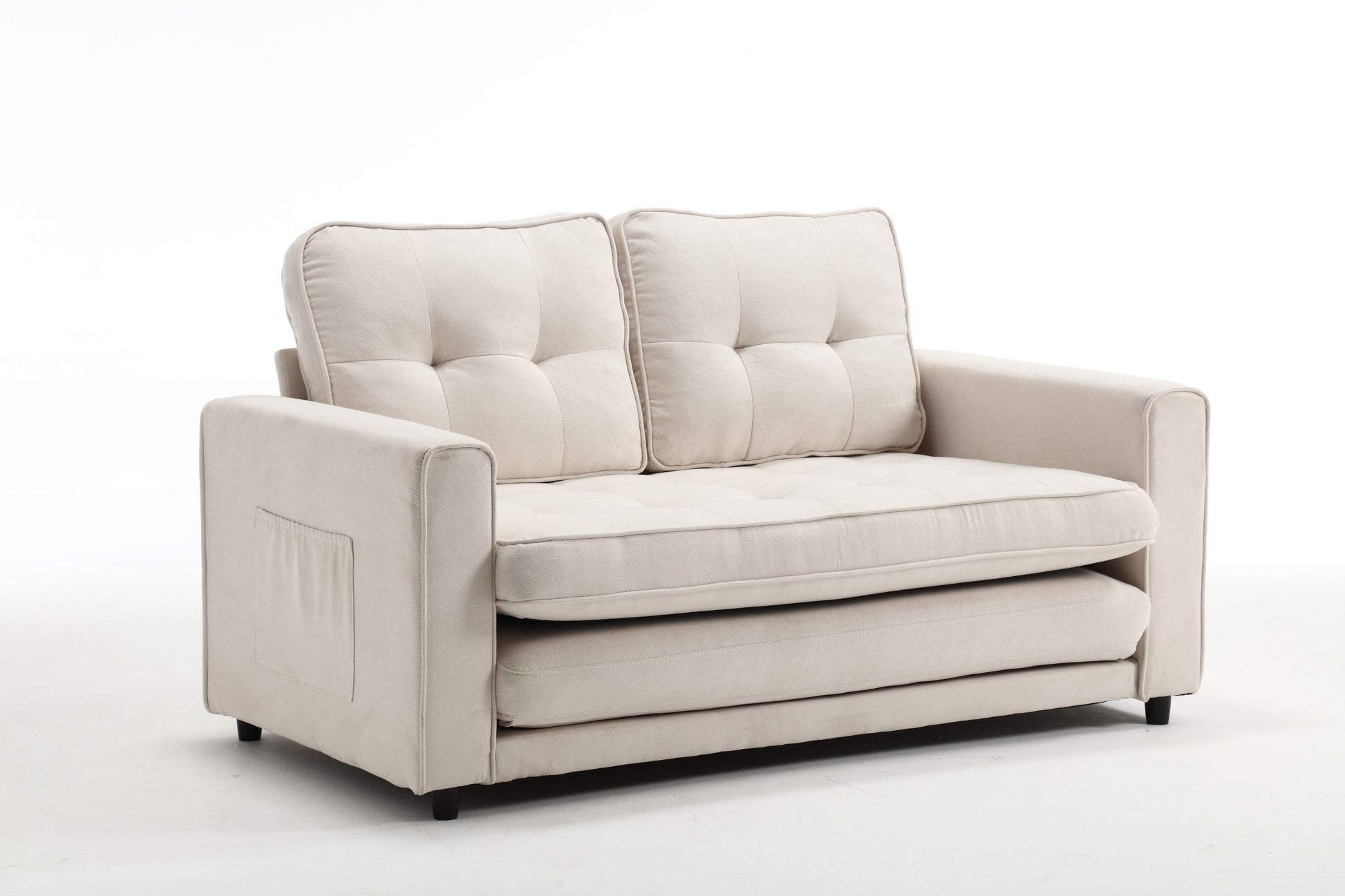 3 Fold Sofa Convertible Futon Couch sleeper sofabed Space saving loveseat Dark Gray & Light Gray & Beige - LaTezza Online Shop