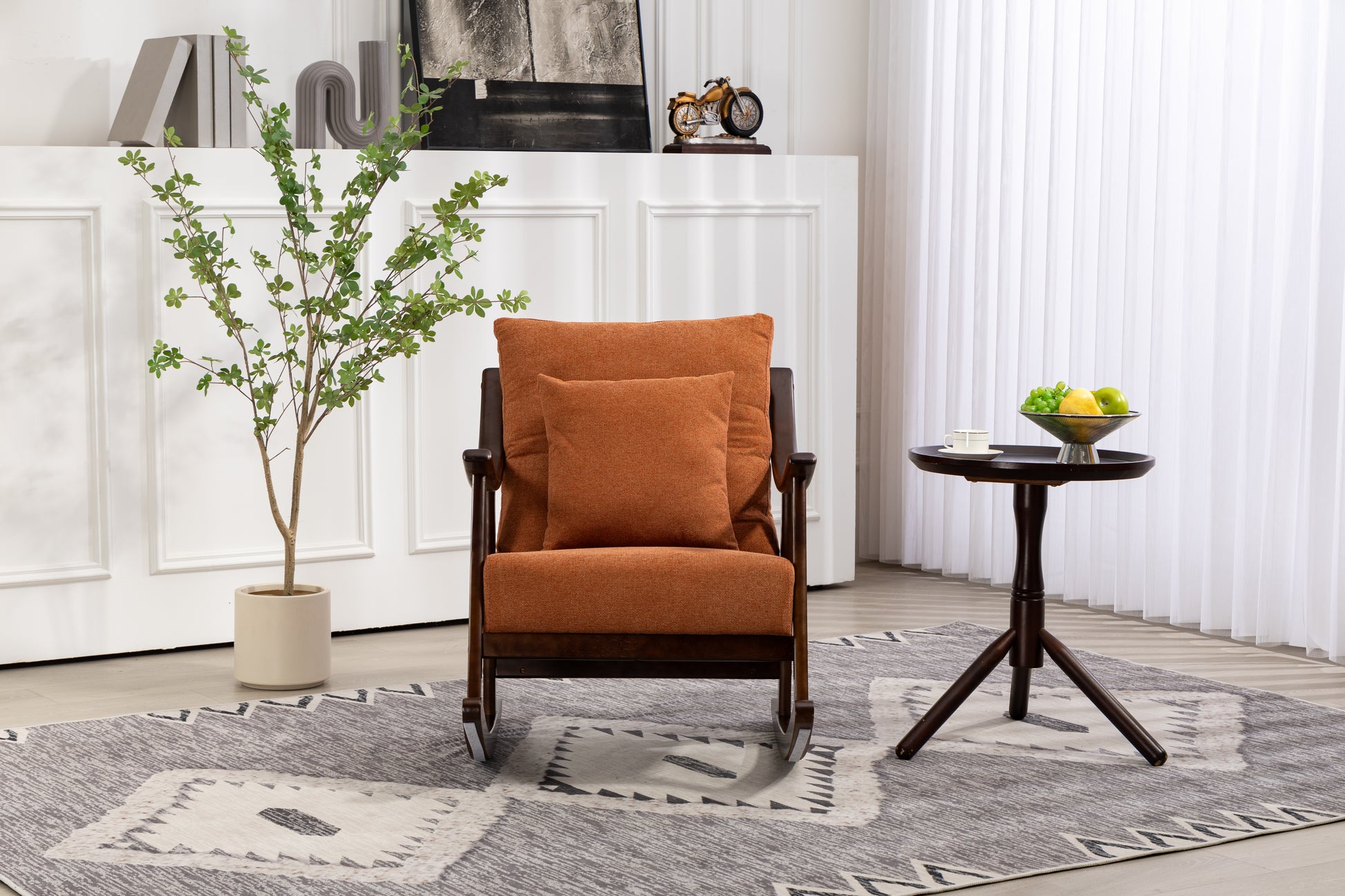 Mid Century Modern Accent Chairs Comfy Upholstered Glider Arm Chair with Solid Wood for Living Room Bedroom Balcony - LaTezza Online Shop