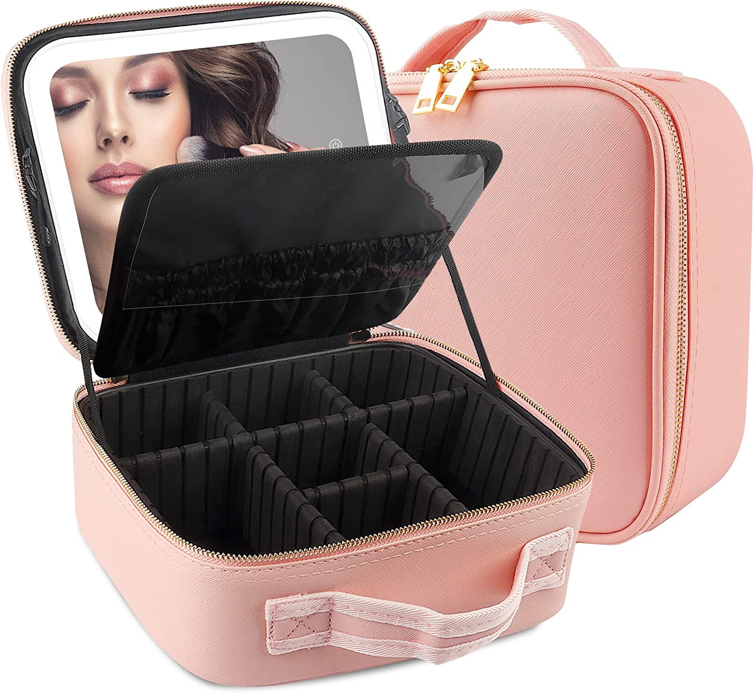 Make up Bag Large capacity LED mirror makeup bag, multifunctional DIY partition storage box, portable waterproof makeup case for women - LaTezza Online Shop