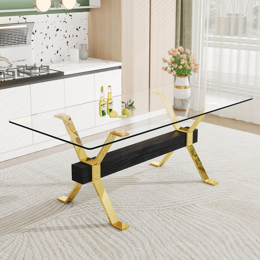 Dining table Modern tempered glass dining table Large modern office desk - LaTezza Online Shop