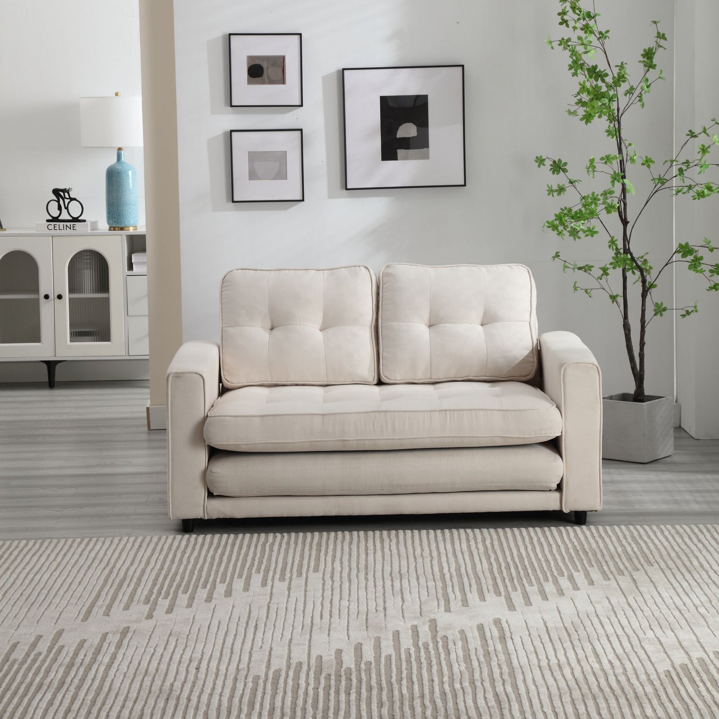 3 Fold Sofa Convertible Futon Couch sleeper sofabed Space saving loveseat Dark Gray & Light Gray & Beige - LaTezza Online Shop