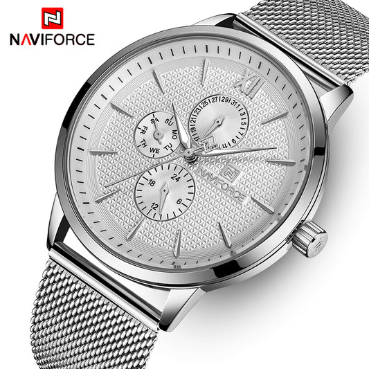 Men's NAVIFORCE Top Brand Luxury Waterproof Ultra Thin Clock Male Full Steel Casual Quartz  Watch Men Sports Wrist Watch - LaTezza Online Shop
