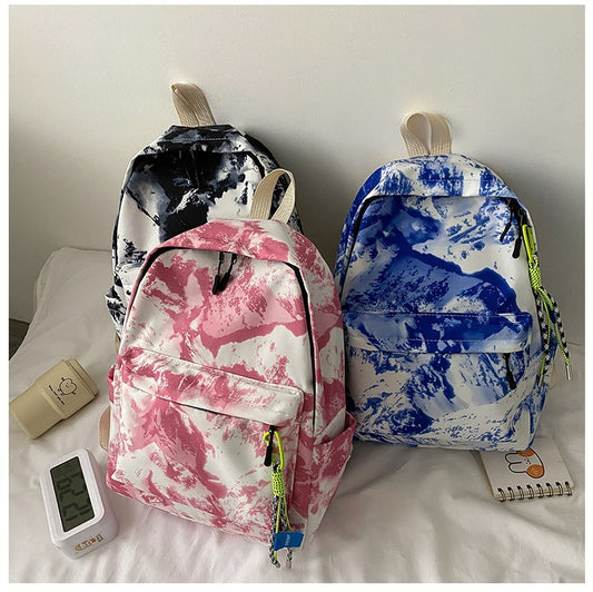Student Schoolbag Women's Bag New Trendy Fashion Casual Backpack Western Style Simple Oil Painting Bag Travel Small Backpack - LaTezza Online Shop