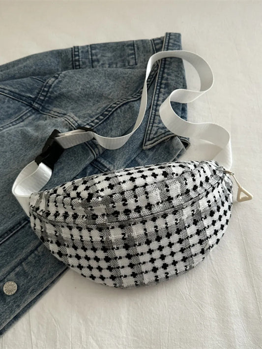 Strap Crossbody Bag Plaid Wide - LaTezza Online Shop