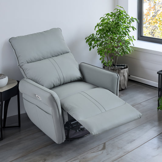 Adult electric swivel rocking chair, 270 ° swivel rocking chair, single sofa lounge chair (blue gray) - LaTezza Online Shop