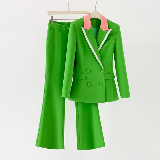 Spring and Autumn Temperament Set Women's Slim Fit Suit Small Coat Hanging Flare Pants Commuter Workplace Two Piece Set - LaTezza Online Shop