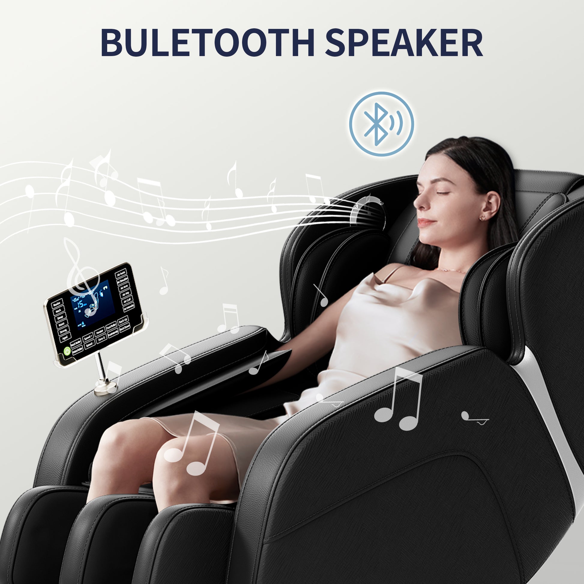 Full body deep tissue massage chair, foot massage, 8 fixed massage rollers, touch screen suitable for 5.1-5.75 feet high (black) - LaTezza Online Shop