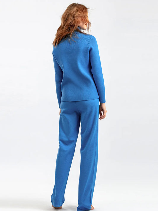 Turtleneck Raglan Sleeve Top and Pants Sweater Set - LaTezza Online Shop
