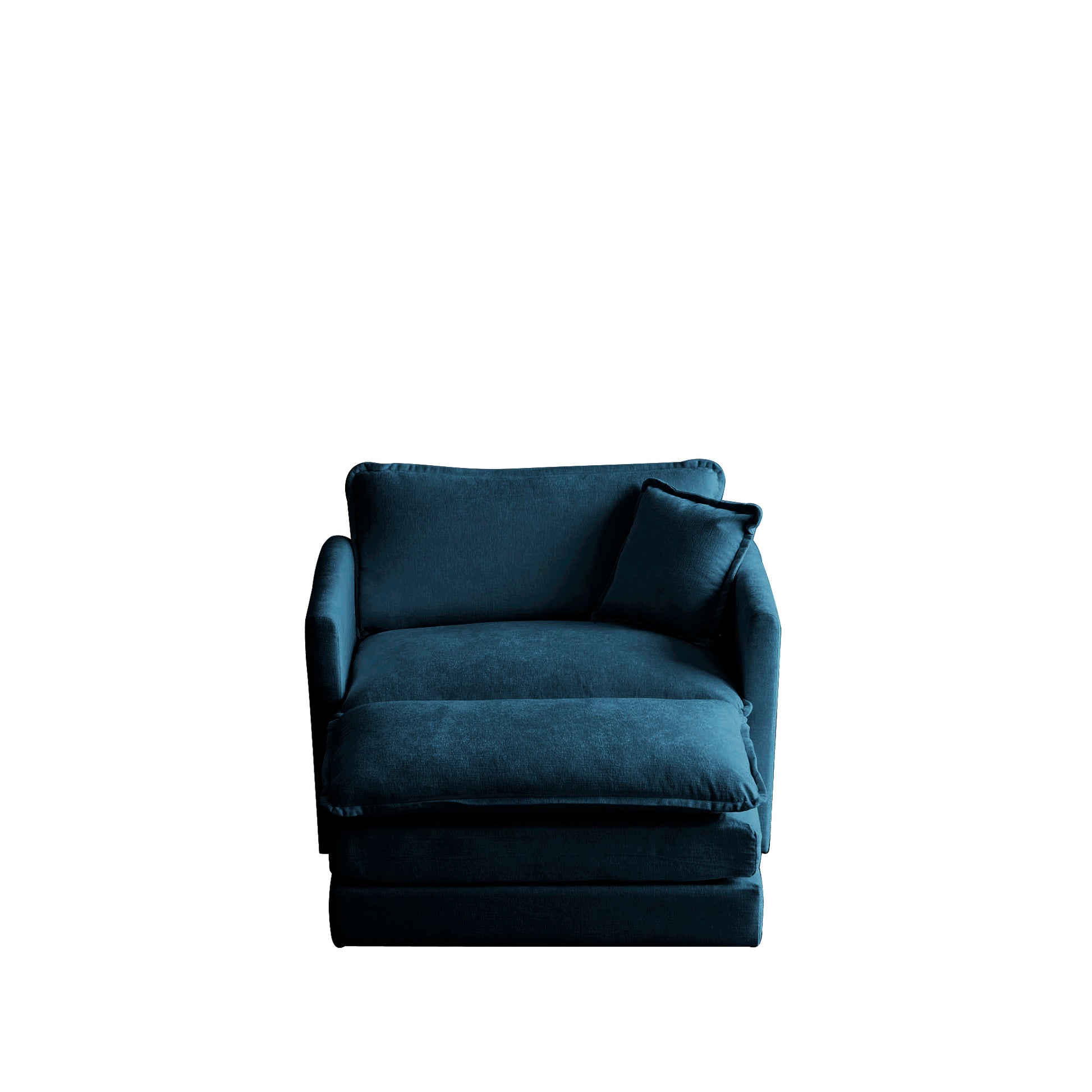 Ottoman modern style chair, living room club chair Chenille cushioned armchair, bedroom reading chair, blue - LaTezza Online Shop